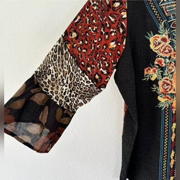 Boho 3XL Gypsy Art Embroidered Bell Tunic Top - Picture 6 of 12